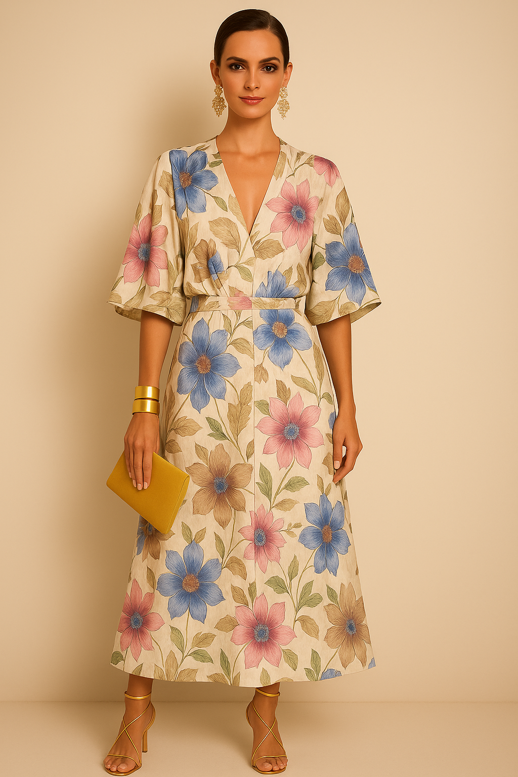 Fiorella cotton polyester dress, 4 colors, sizes (36-50)