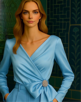 TRÈS CONFORTABLE Chemise croisée Alice en satin et lycra, 3 couleurs, 4 tailles