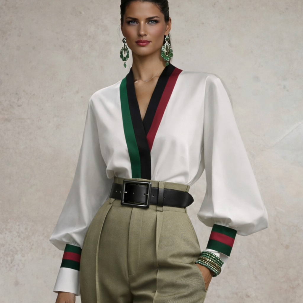 Camisa Bridget cruzada de punto de algodón licra, tallas  (36-50)