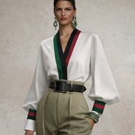 Camisa Bridget cruzada de punto de algodón licra, tallas  (36-50)