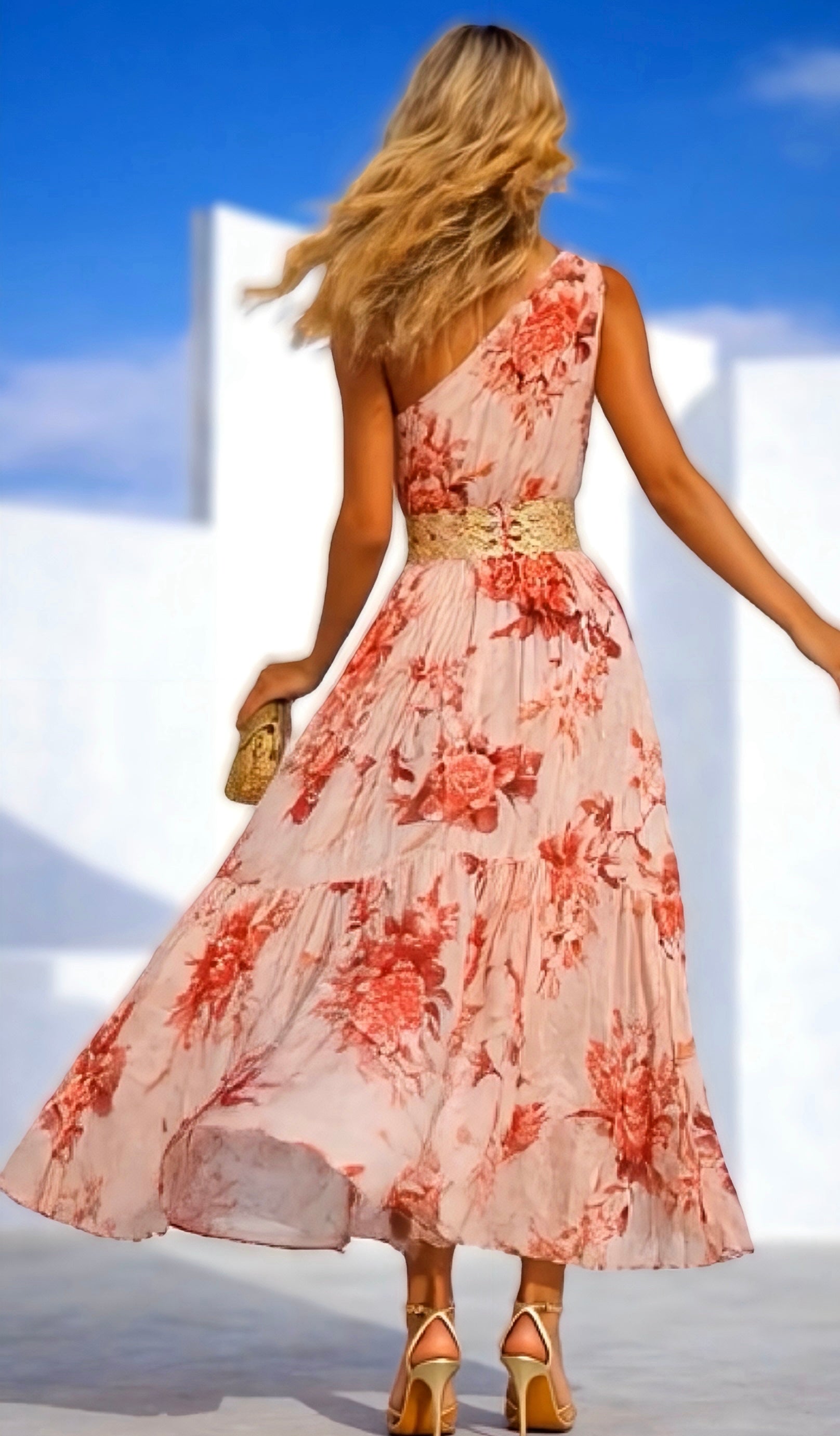 Vestido Florencia, de algodón plisado incluye fajín dorado, tallas (34-46) video