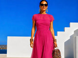 Quevedo dress in stretch Lycra, stretch bust and waist, chiffon, viscose, 2 colors, sizes (34-48) video
