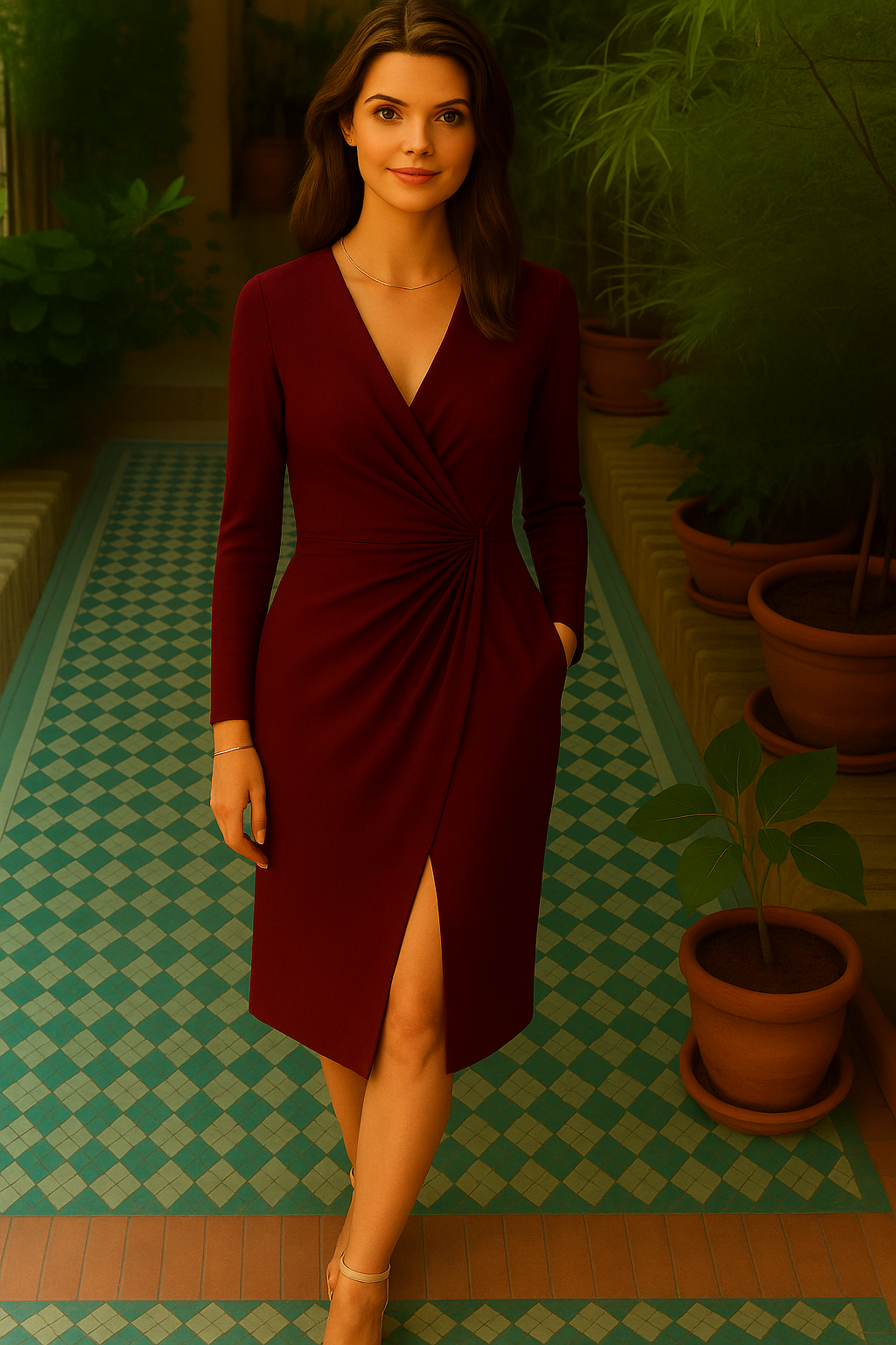 Vestido Norman plisado crepe de algodón licra, 4 colores, tallas (36-50)