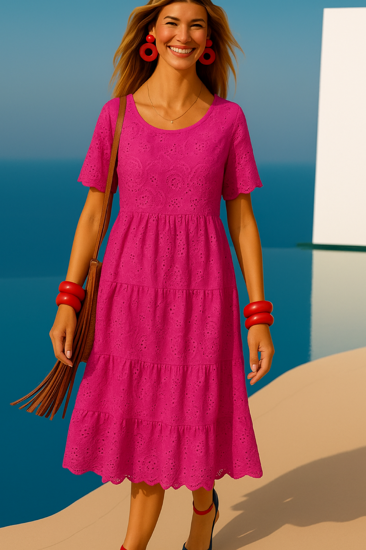 Mintlis women, cotton elastane crepe, long Dianne dress, (36-44)