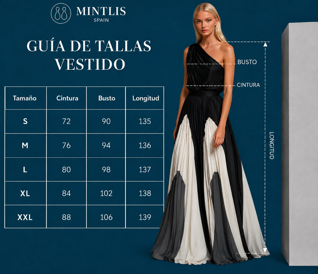 Sabrina asymmetrical chiffon dress, 3 colors, sizes (36-46)