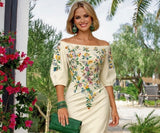 Vestido Marina flores estampado de algodón licra, tallas (36-46) (vídeo)