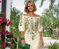 Vestido Marina flores estampado de algodón licra, tallas (36-46) (vídeo)