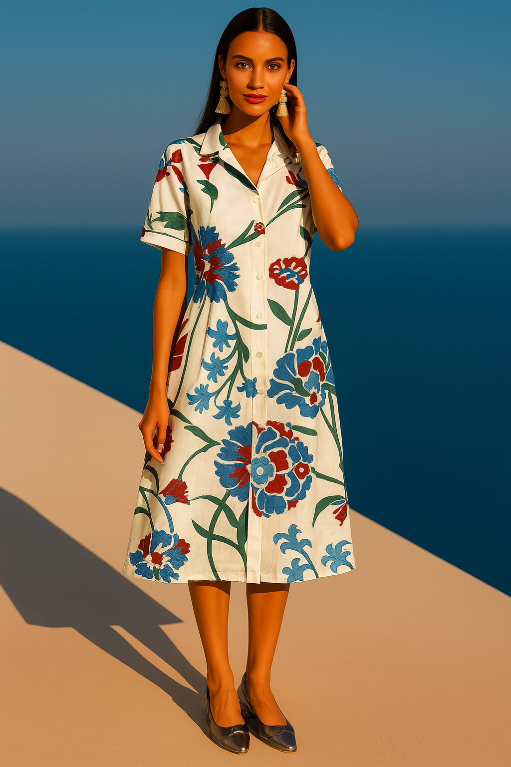 Amores shirt dress, 4 prints, sizes (36-52) see footwear section 25
