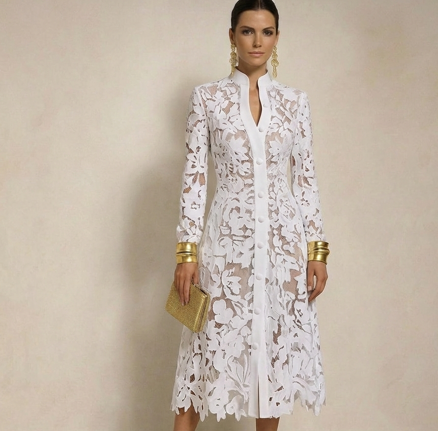 Embroidered Bamboleo shirt dress with lining, 2 colors, sizes (36-50) (watch video)