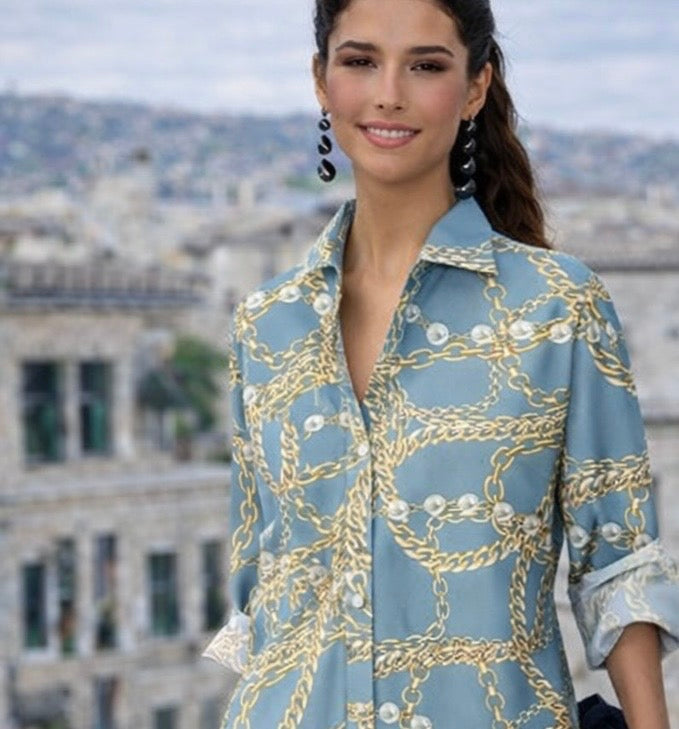 Vestido Loreto de algodón camisero, 3 estampado, tallas (36-52)