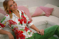 Camisa Anita algodón, fajin incluido, 2 estampados, tallas (36-50)