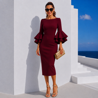 Vestido Napoli volante de algodón licra elastane, 4 colores, tallas (34-48)