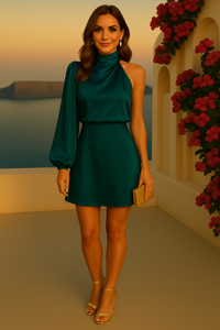 Chantalle party dress, satin, 6 colors, sizes (36-44)