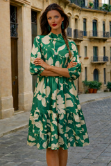 Vestido Gaby flores algodón licra, 2 colores tallas (36-52)