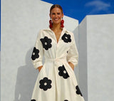 Vestido Margaritas flores estampado algodón, tallas (36-52) vídeo
