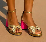 Sandalias Metallic metalizadas tacón cuadrado, 4 colores tallas (36-43) Made in Spain (video)