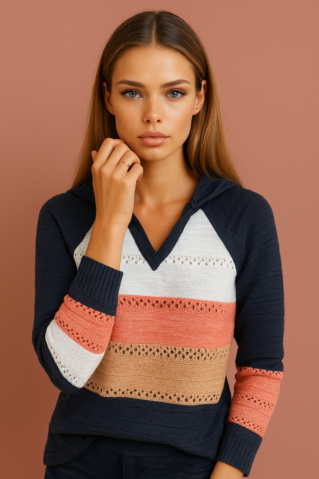 Mintlis Jersey mujer punto capucha Rebeca, 4 colores, tallas (36-48)