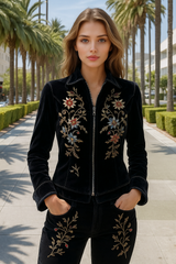 Barish jacket with zipper and floral embroidery, sizes (36-48)