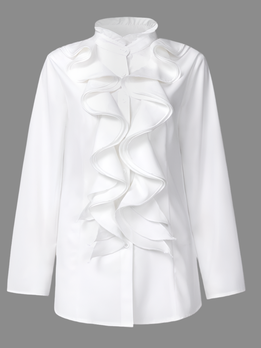 Sevilla cotton ruffle shirt, 2 colors, sizes (36-50),