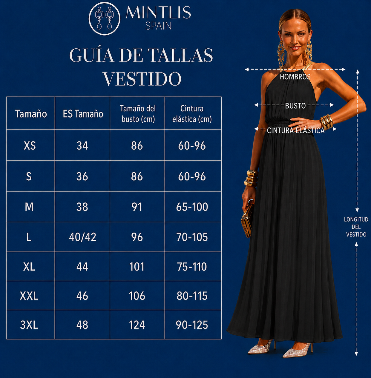 Vestido Doménica plisado y cintura elástica, tallas (34-50) vídeo