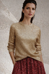 Mintlis mujer punto licra elastane brillo elegante ,  jersey Trazy, tallas (36-44)