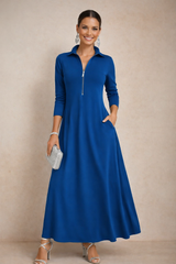 Pepa dress with zipper, cotton knit, lycra, elastane, 4 colors, sizes (36-48)