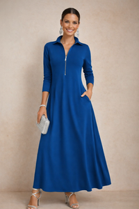 Pepa dress with zipper, cotton knit, lycra, elastane, 4 colors, sizes (36-48)