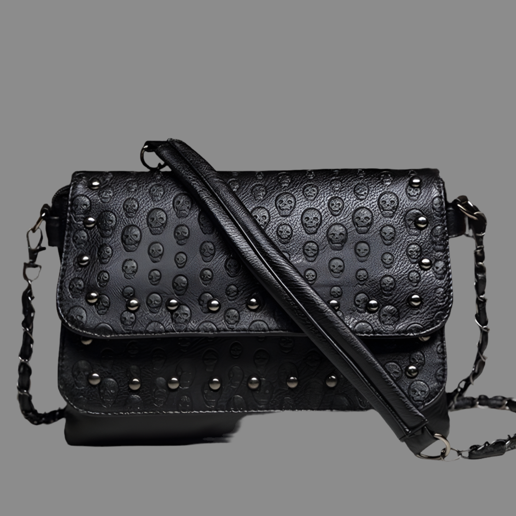 Black leather Skull bag