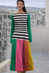 River striped knit dress in cotton lycra spandex, sizes (36-48)