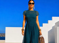Vestido Quevedo punto licra, gasa, viscosa y tul, pecho y cintura elastane, 2 colores, tallas (34-48) vídeo