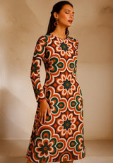 Vestido America MIDI algodón licra elastane sin arrugas estampado, tallas (36-50) quedan solo 39 unidades