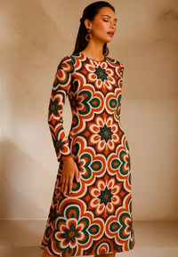 Vestido America MIDI algodón licra elastane sin arrugas estampado, tallas (36-50) quedan solo 39 unidades