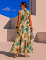 Vestido Sancha largo chiffon gasa plisado, tallas (34-48) vídeo
