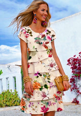 Sofia dress in printed chiffon, sizes (36-50) (see video)