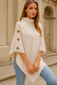 Mintlis poncho mujer punto Davinia, 6 colores, talla única(36-48)