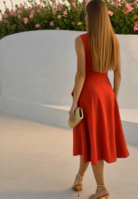 Sardinia dress in cotton-lycra crepe, 6 colors, sizes (36-46)