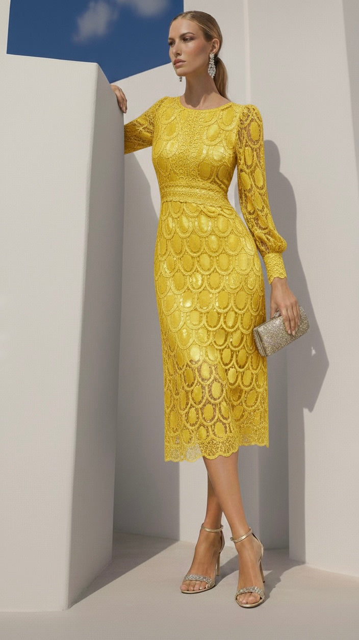 Dominica dress, embroidered and lined, 5 colors, sizes (36-48) (video)