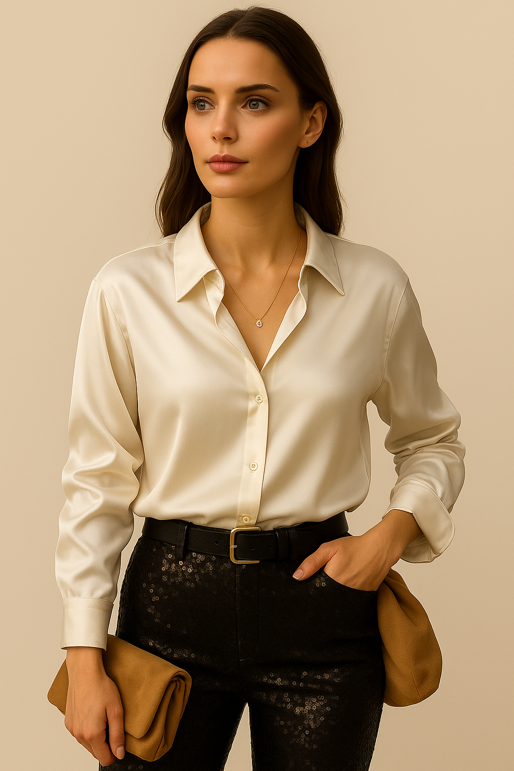 Mintlis women's silk blouse loving, 4 colors, sizes (36-48)