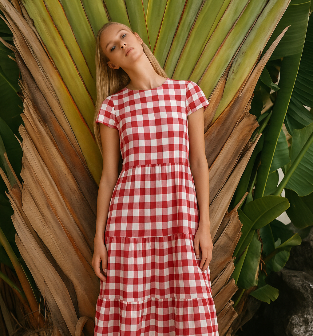 Vestido Vichy tartan cuadros, 2 colores,           tallas (36-46)
