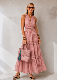 Paulina cotton lace dress with plumeti lining, 5 colors, sizes (34-50) video