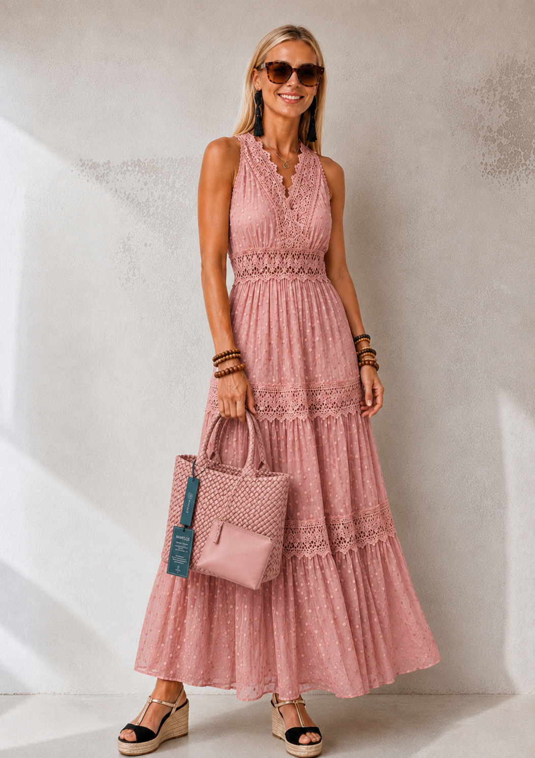 Paulina cotton lace dress with plumeti lining, 5 colors, sizes (34-50) video