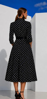 Cross-over polka dot cotton Romeria dress, with 2 sashes, sizes (34-50) video