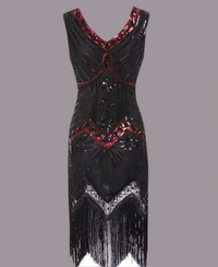Vestido Charleston flecos pasamaneria hecho a mano en la India, 12 colores y 8 TALLAS GRANDES