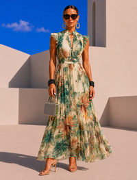 Vestido Sancha largo chiffon gasa plisado, tallas (34-48) vídeo