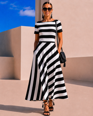 Vestido Venecia azul y negro, 2 colores, tallas (36-50) vídeo