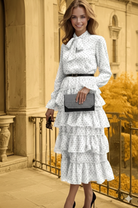 Vestido Ronda de gasa y cinturones incluidos poliester forro Ronda, 6 colores, tallas (36-48)