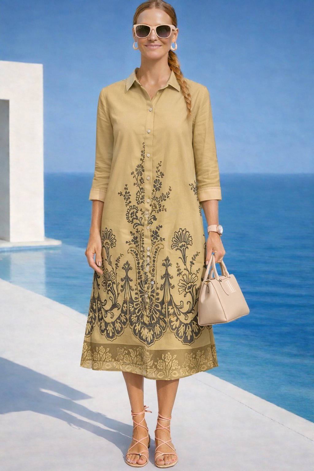 Vestido Ocean algodón, 3 estampados, tallas (36-50) (vídeo)