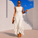 Puerto Rico Ruffled Linen Cotton Dress with Pockets, 5 colors (34-50) video