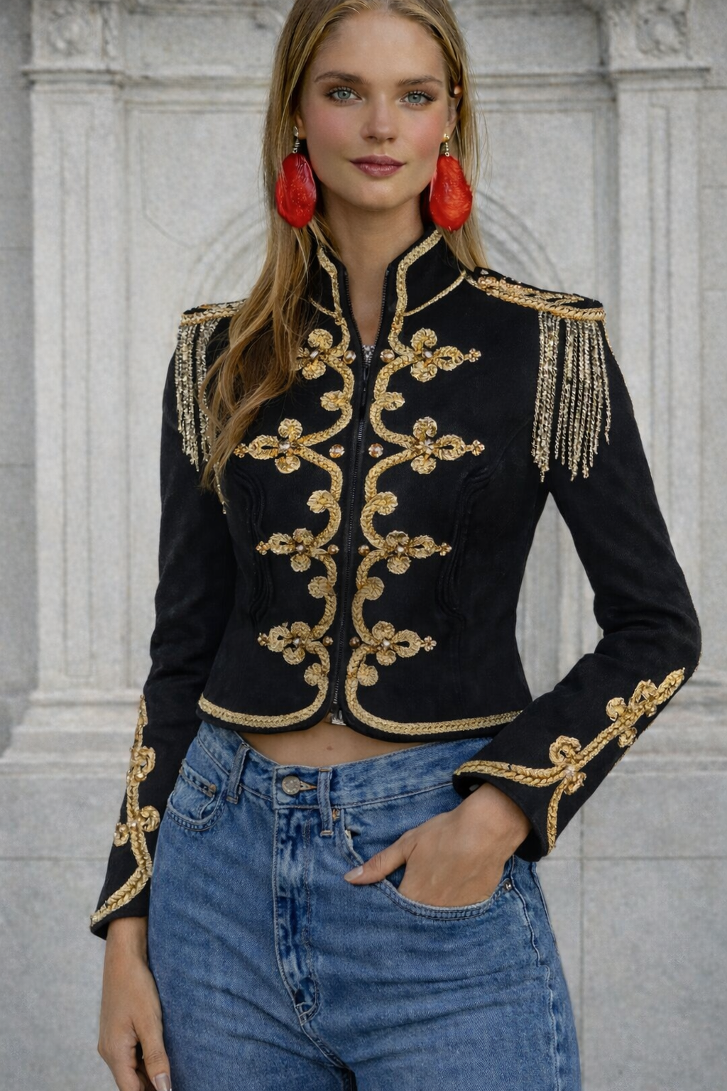 Blazer Julieta de algodón bordado, tallas (36-46)