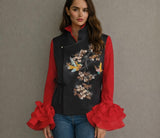 Satin Acapulco vest, 3 embroideries, sizes (36-48)